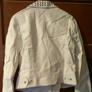 White Faux leather studded jacket